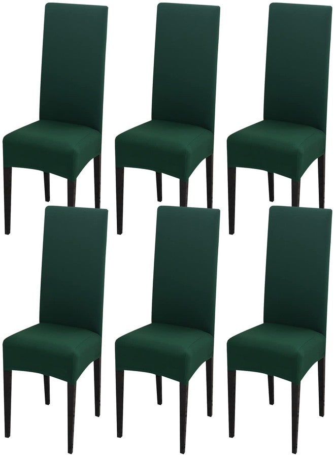 Jusmate Chair Covers for Dining Room Set of 6, Stretch Spandex Dining Chair Covers, Washable Removable Parsons Chair Slipcovers Protector for Dining Room, Kitchen, Hotel (Hunter) - Image 1